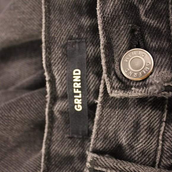 GRLFRND Jeans Helena High Rise Straight Leg Ankle 24 Button Fly Raw Edge Hem - Picture 3 of 4